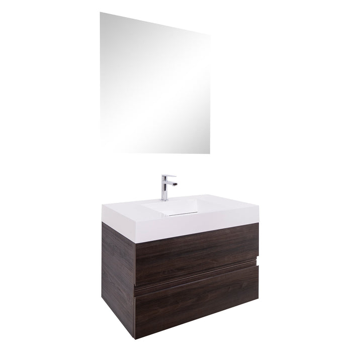 Aquamoon Contessa 31 Infinity Sink Wendge Wall Mounted Modern Bathroom Vanity Set