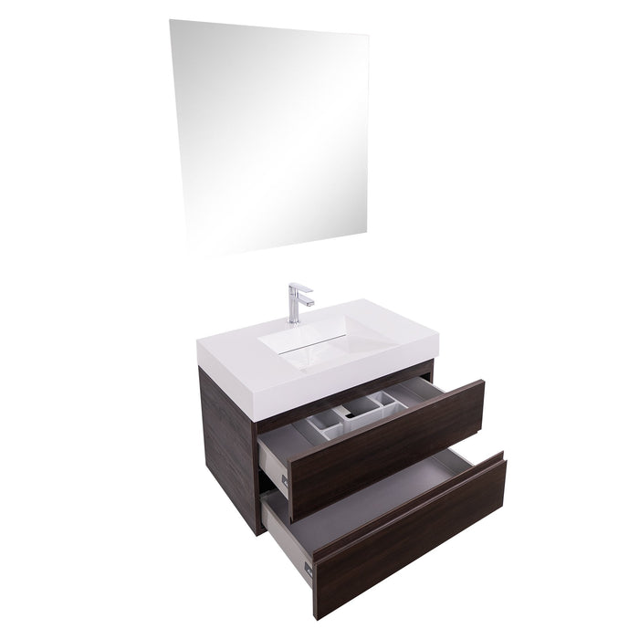 Aquamoon Contessa 31 Infinity Sink Wendge Wall Mounted Modern Bathroom Vanity Set
