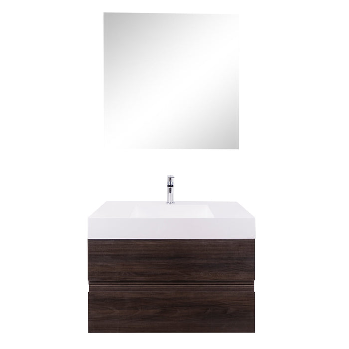 Aquamoon Contessa 31 Infinity Sink Wendge Wall Mounted Modern Bathroom Vanity Set