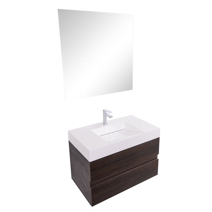Aquamoon Contessa 31 Infinity Sink Wendge Wall Mounted Modern Bathroom Vanity Set