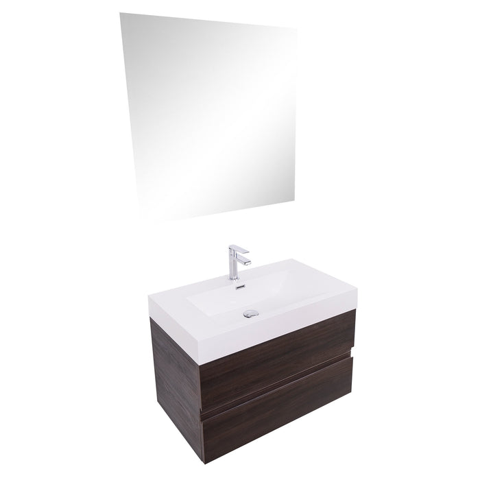 Aquamoon Contessa 31  Wendge Wall Mounted Modern Bathroom Vanity Set