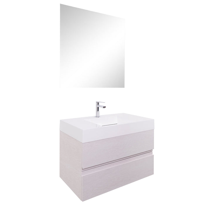 Aquamoon Contessa 31 Infinity Sink White Oak Wall Mounted Modern Bathroom Vanity Set