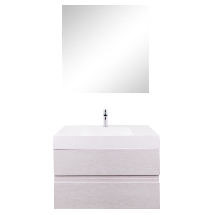 Aquamoon Contessa 31 Infinity Sink White Oak Wall Mounted Modern Bathroom Vanity Set