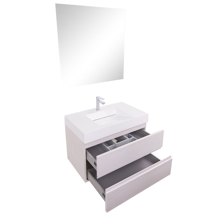 Aquamoon Contessa 31 Infinity Sink White Oak Wall Mounted Modern Bathroom Vanity Set