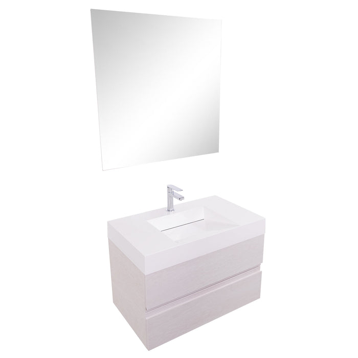 Aquamoon Contessa 31 Infinity Sink White Oak Wall Mounted Modern Bathroom Vanity Set