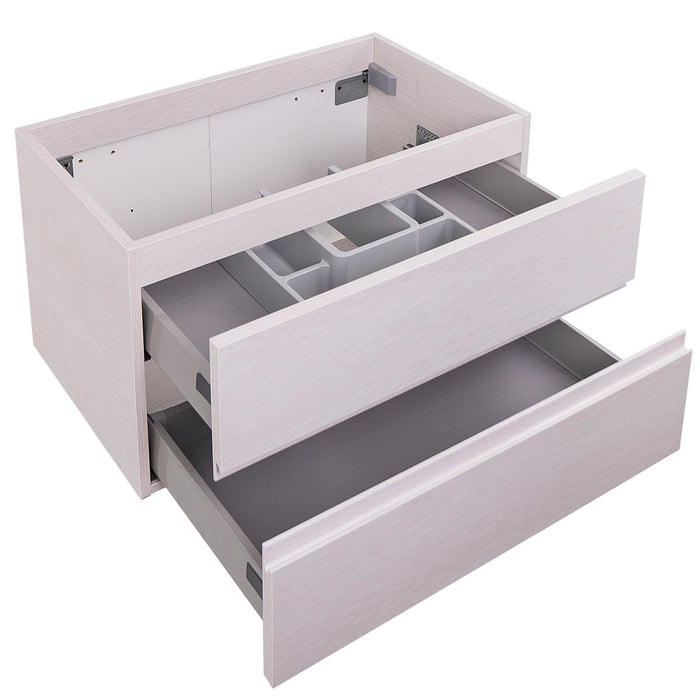 Aquamoon Contessa 31 White Oak Wall Mounted  Modern Cabinet - CABINET ONLY