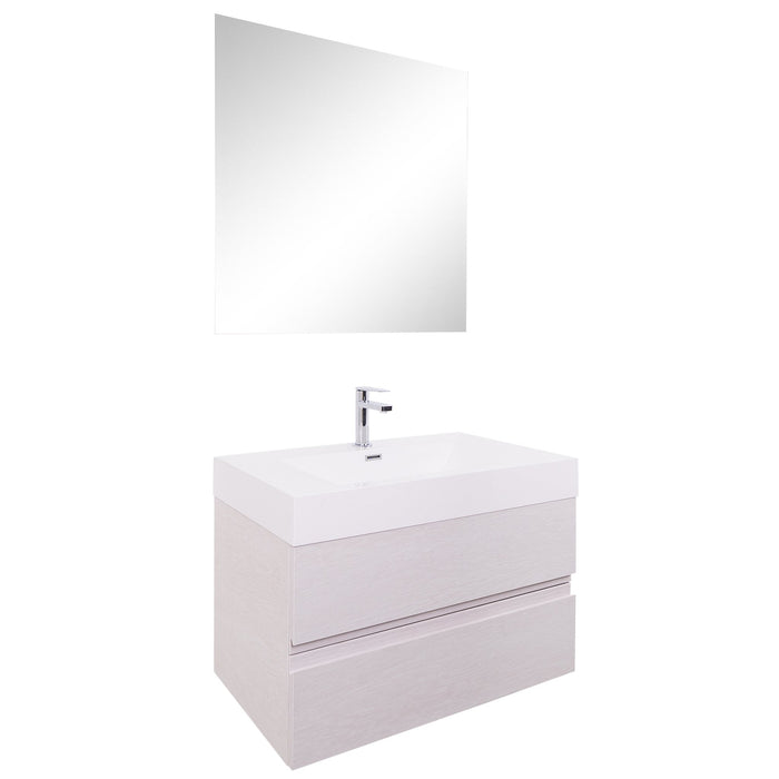 Aquamoon Contessa 31  White Oak Wall Mounted Modern Bathroom Vanity Set