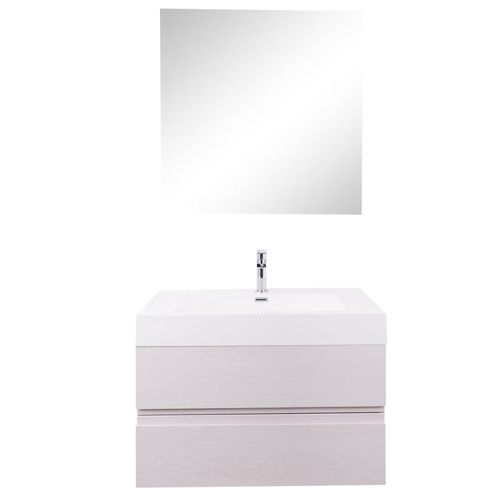 Aquamoon Contessa 31  White Oak Wall Mounted Modern Bathroom Vanity Set