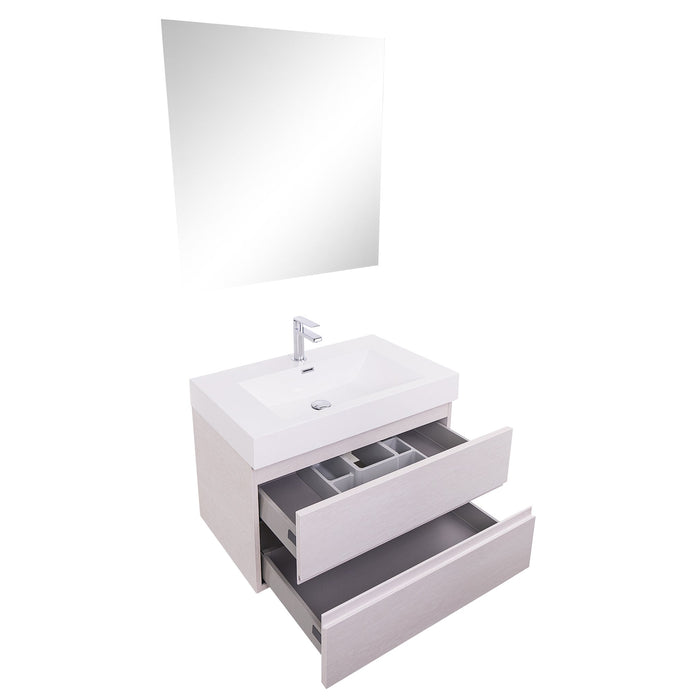 Aquamoon Contessa 31  White Oak Wall Mounted Modern Bathroom Vanity Set