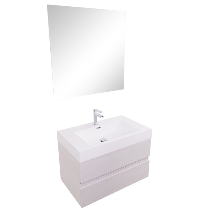 Aquamoon Contessa 31  White Oak Wall Mounted Modern Bathroom Vanity Set