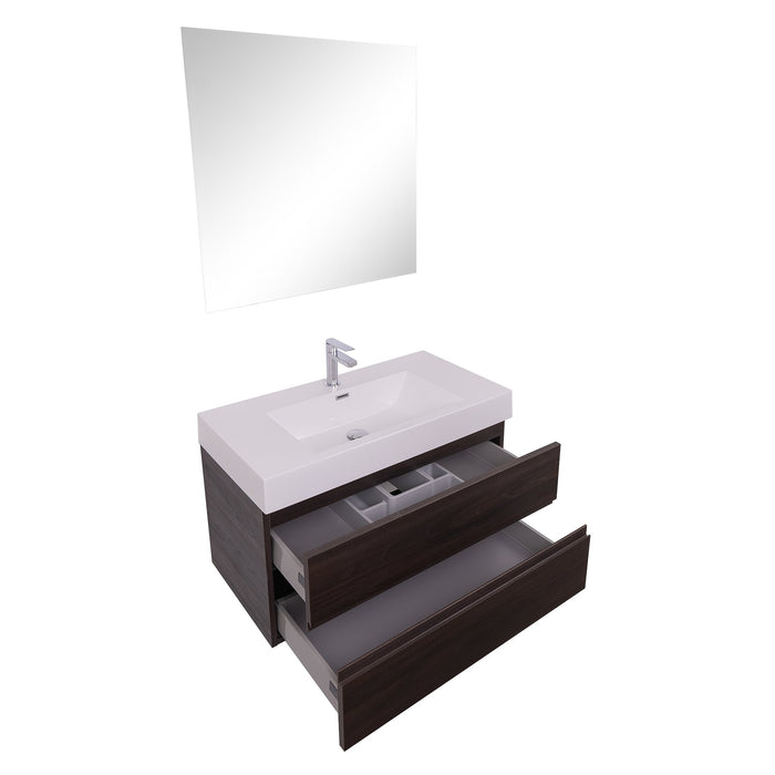 Aquamoon Contessa 36  Wendge Wall Mounted Modern Bathroom Vanity Set