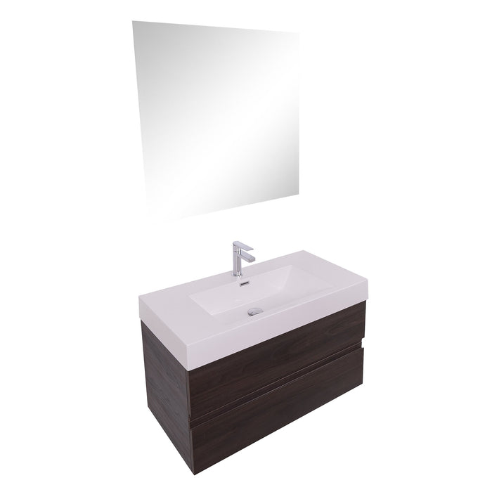 Aquamoon Contessa 36  Wendge Wall Mounted Modern Bathroom Vanity Set