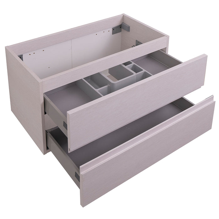 Aquamoon Contessa 36 White Oak Wall Mounted  Modern Cabinet - CABINET ONLY