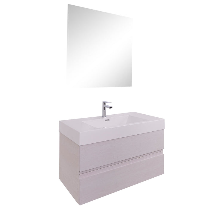 Aquamoon Contessa 36  White Oak Wall Mounted Modern Bathroom Vanity Set