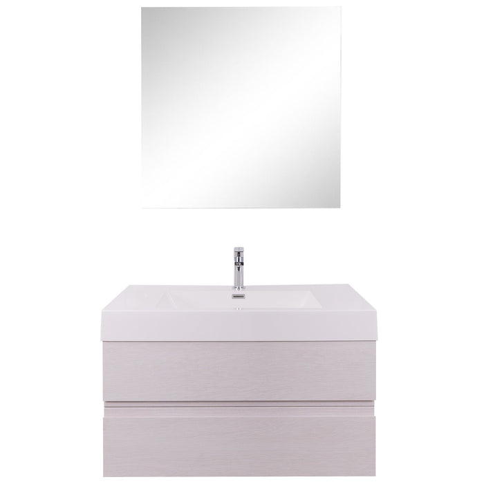 Aquamoon Contessa 36  White Oak Wall Mounted Modern Bathroom Vanity Set