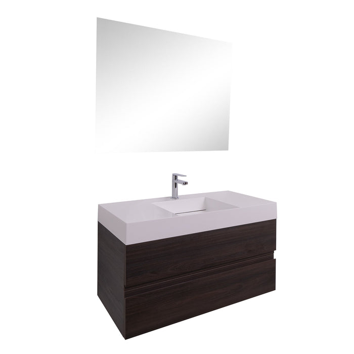 Aquamoon Contessa 39 Infinity Sink Wendge Wall Mounted Modern Bathroom Vanity Set