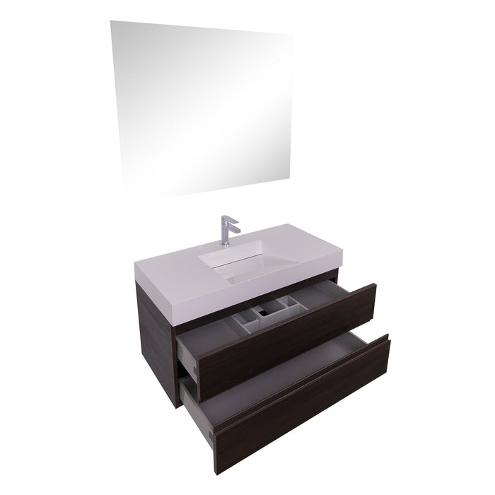 Aquamoon Contessa 39 Infinity Sink Wendge Wall Mounted Modern Bathroom Vanity Set