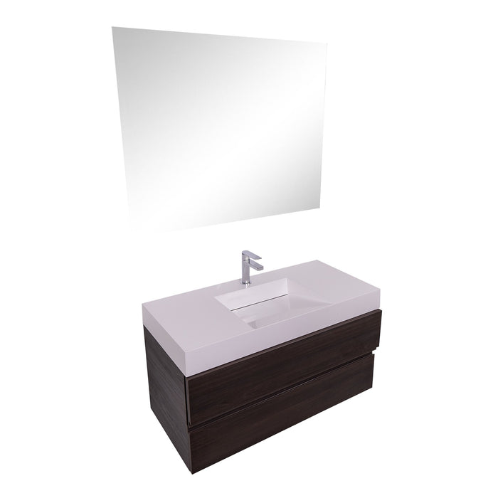 Aquamoon Contessa 39 Infinity Sink Wendge Wall Mounted Modern Bathroom Vanity Set