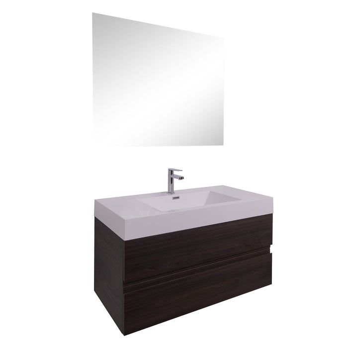 Aquamoon Contessa 39  Wendge Wall Mounted Modern Bathroom Vanity Set