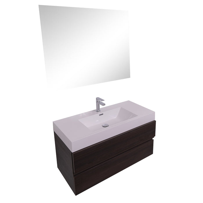 Aquamoon Contessa 39  Wendge Wall Mounted Modern Bathroom Vanity Set