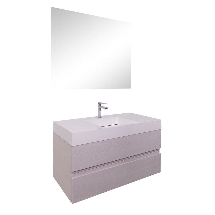 Aquamoon Contessa 39 Infinity Sink White Oak Wall Mounted Modern Bathroom Vanity Set