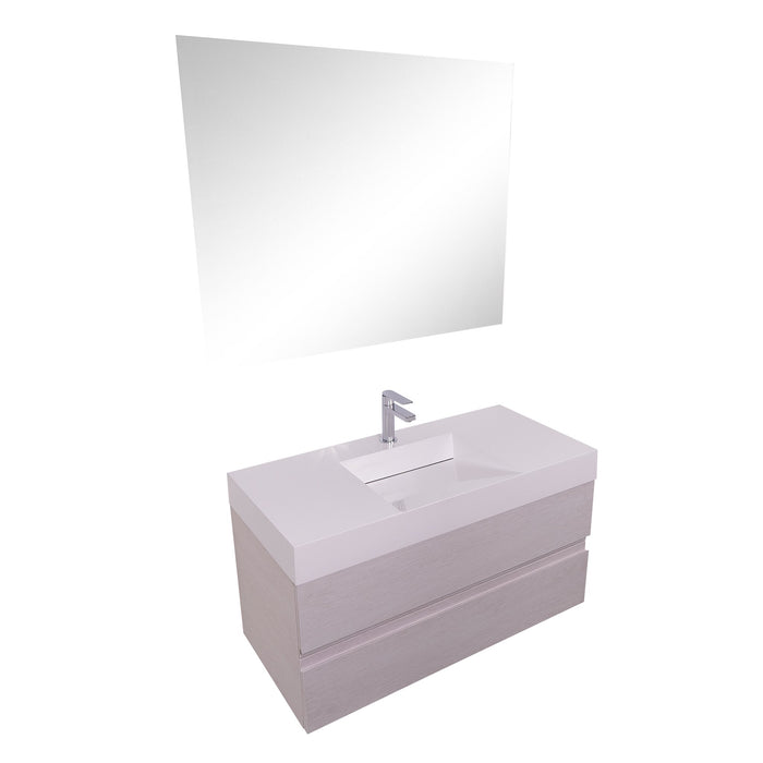 Aquamoon Contessa 39 Infinity Sink White Oak Wall Mounted Modern Bathroom Vanity Set