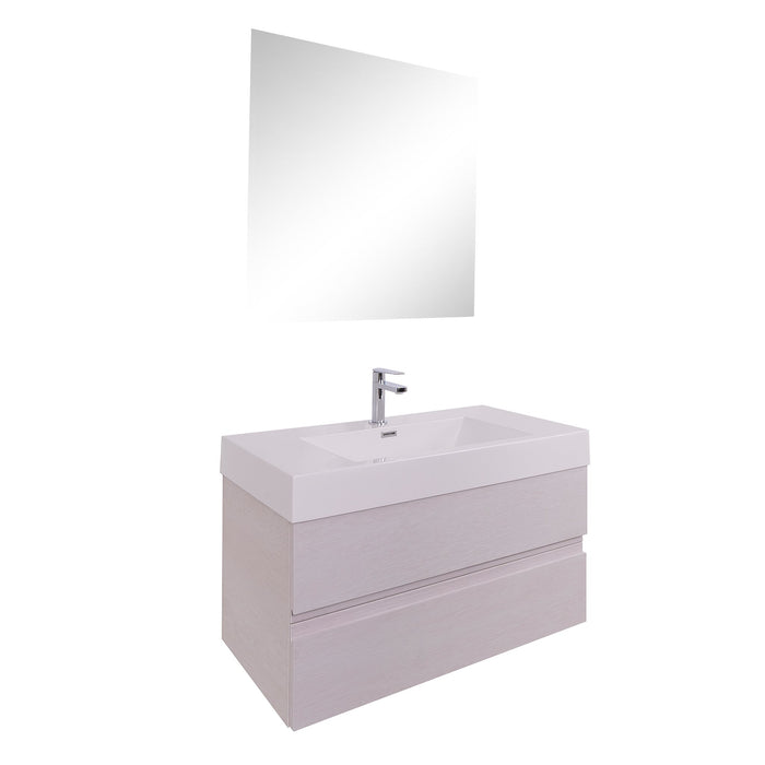 Aquamoon Contessa 39  White Oak Wall Mounted Modern Bathroom Vanity Set
