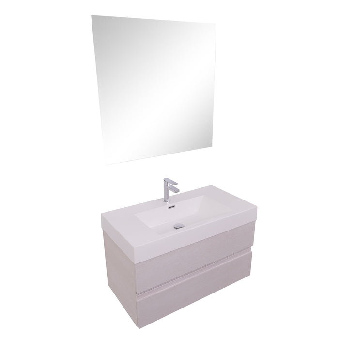 Aquamoon Contessa 39  White Oak Wall Mounted Modern Bathroom Vanity Set
