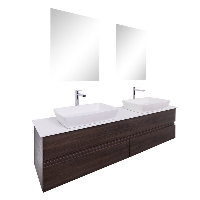 Aquamoon Contessa 63 Double Sink 1316 Wendge  Wall Mounted Modern Bathroom Vanity Set