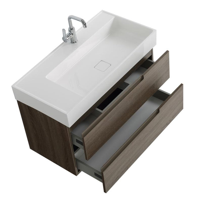 Aquamoon Cronos 36 Wendge Wall Mounted Modern Bathroom Vanity Set