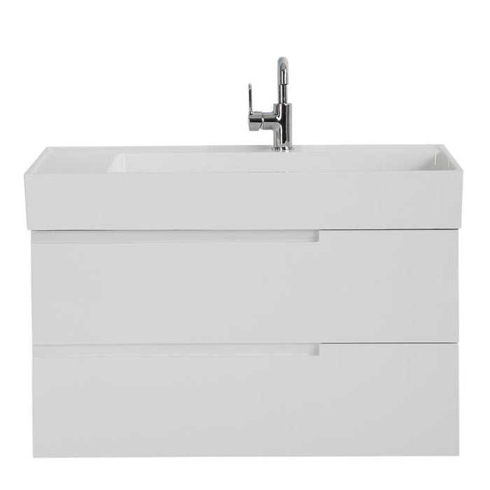 Aquamoon Cronos 36 White Wall Mounted Modern Bathroom Vanity Set
