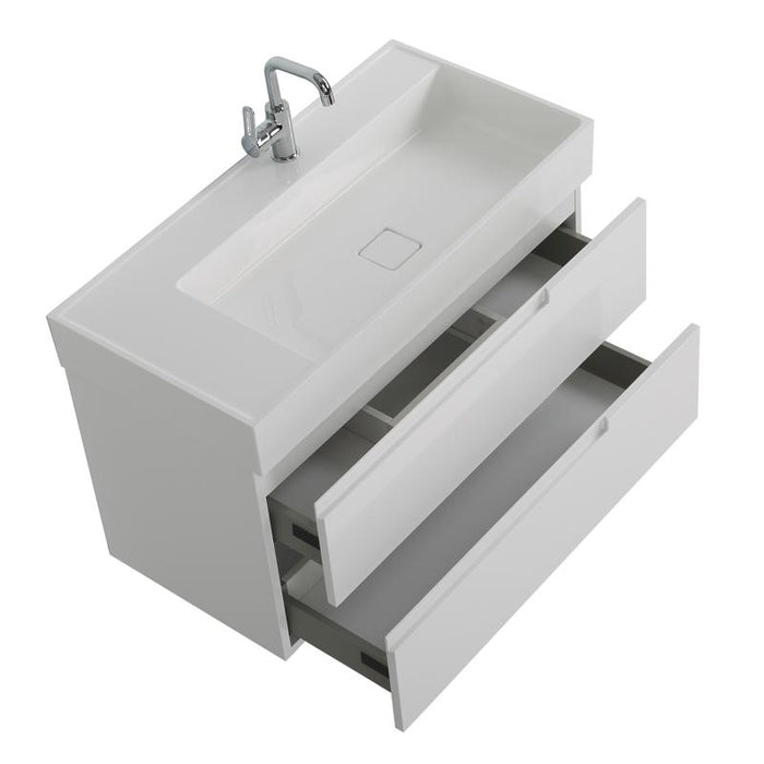 Aquamoon Cronos 36 White Wall Mounted Modern Bathroom Vanity Set