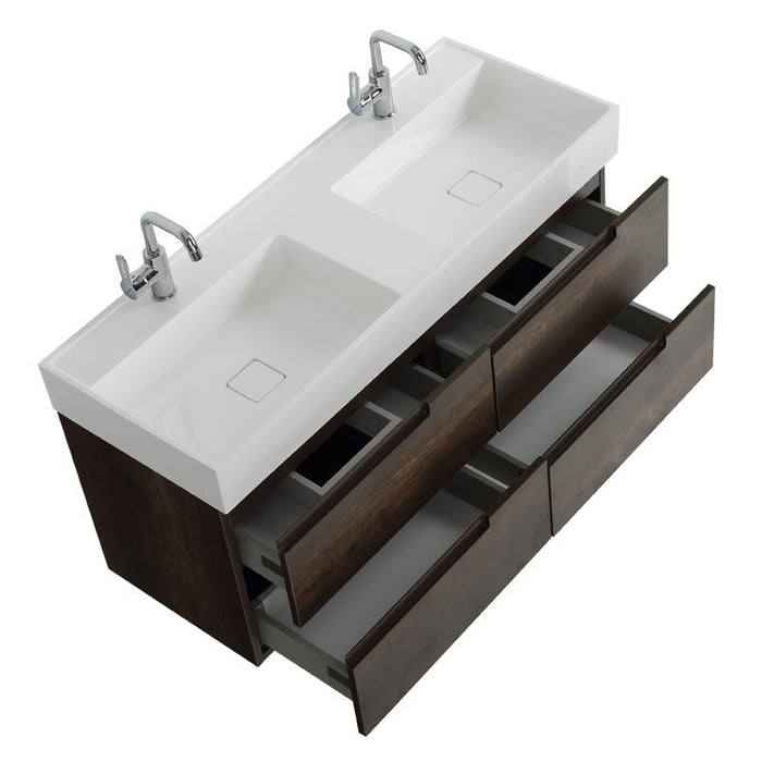 Aquamoon Cronos 48 Wendge Double Sink Wall Mounted Modern Bathroom Vanity Set
