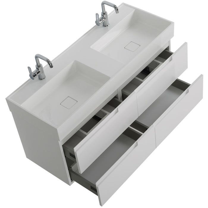 Aquamoon Cronos 48 " Integrated Countertop White Square Double Sink