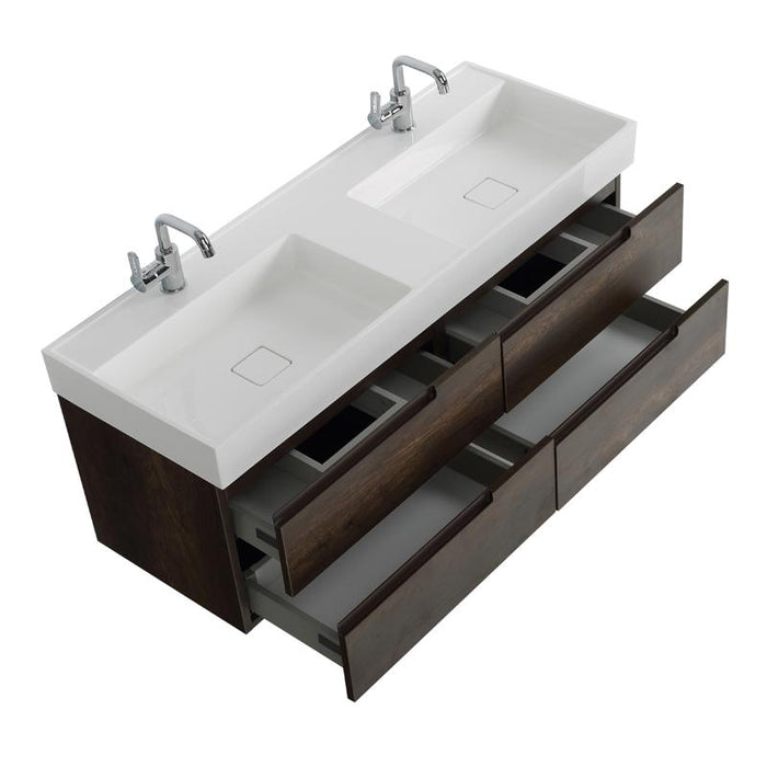 Aquamoon Cronos 72 Wendge Double Sink Wall Mounted Modern Bathroom Vanity Set
