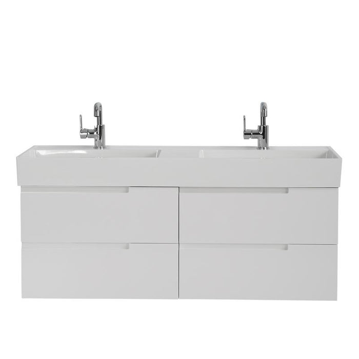 Aquamoon Cronos 72 White Double Sink Wall Mounted Modern Bathroom Vanity Set