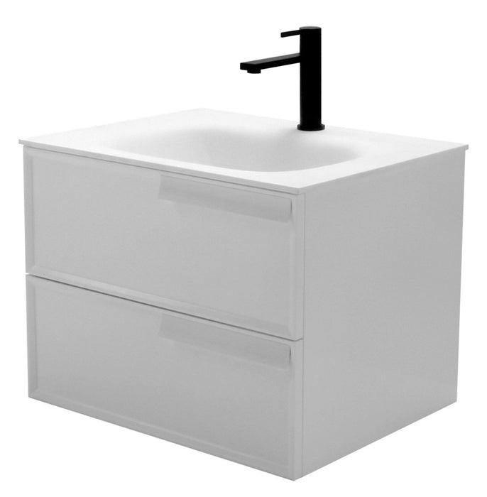 Aquamoon Garda 24 White Wall Hung Modern Bathroom Vanity Set  W/Mirror