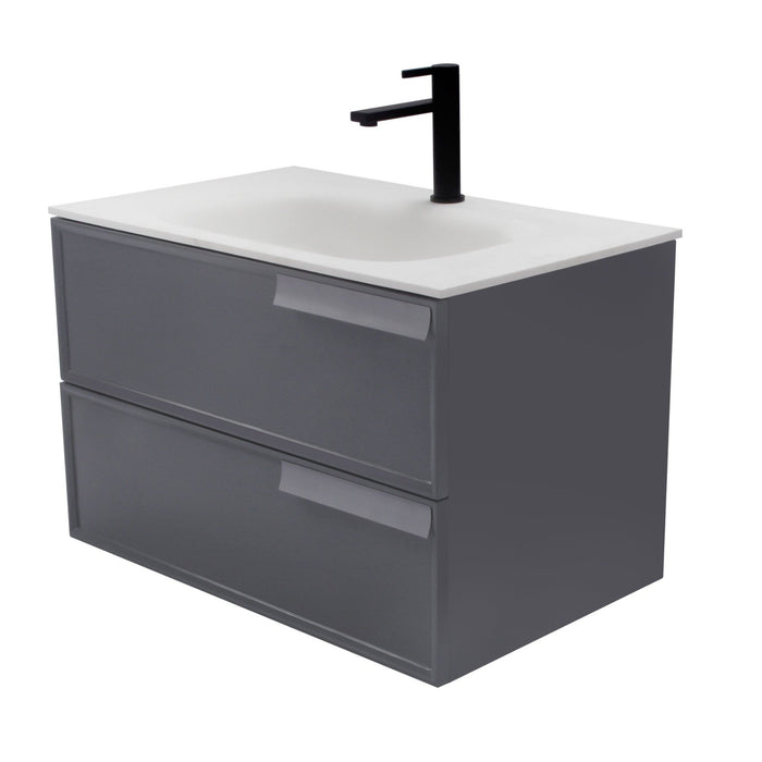 Aquamoon Garda 30 Grey Wall Hung Modern Bathroom Vanity Set  W/Mirror