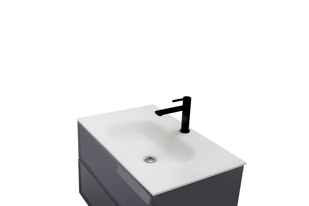 Aquamoon Garda 30 Grey Wall Hung Modern Bathroom Vanity Set  W/Mirror