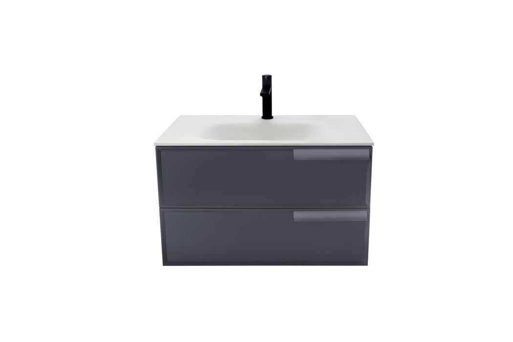 Aquamoon Garda 30 Grey Wall Hung Modern Bathroom Vanity Set  W/Mirror