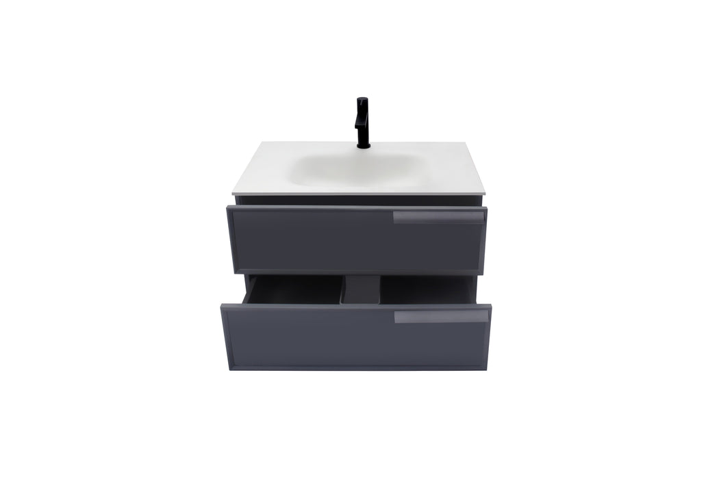 Aquamoon Garda 30 Grey Wall Hung Modern Bathroom Vanity Set  W/Mirror