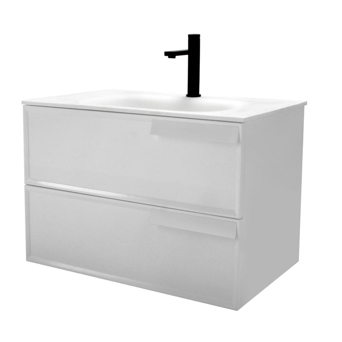 Aquamoon Garda 30 White Wall Hung Modern Bathroom Vanity Set  W/Mirror