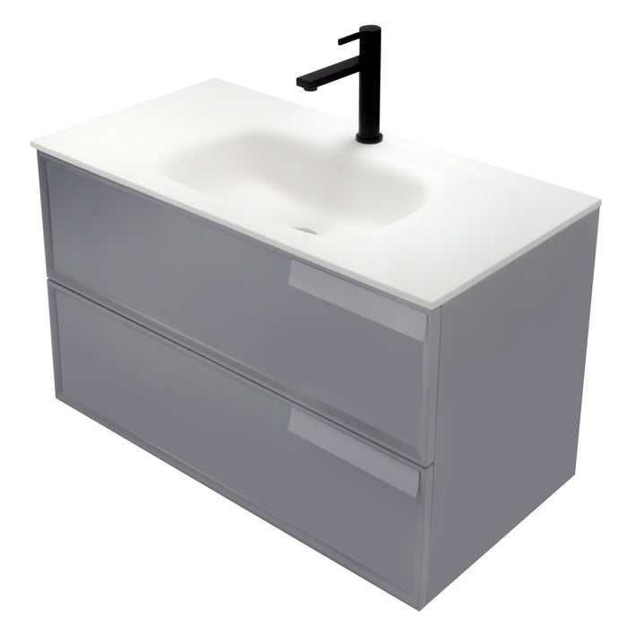 Aquamoon Garda 36 Grey Wall Hung Modern Bathroom Vanity Set