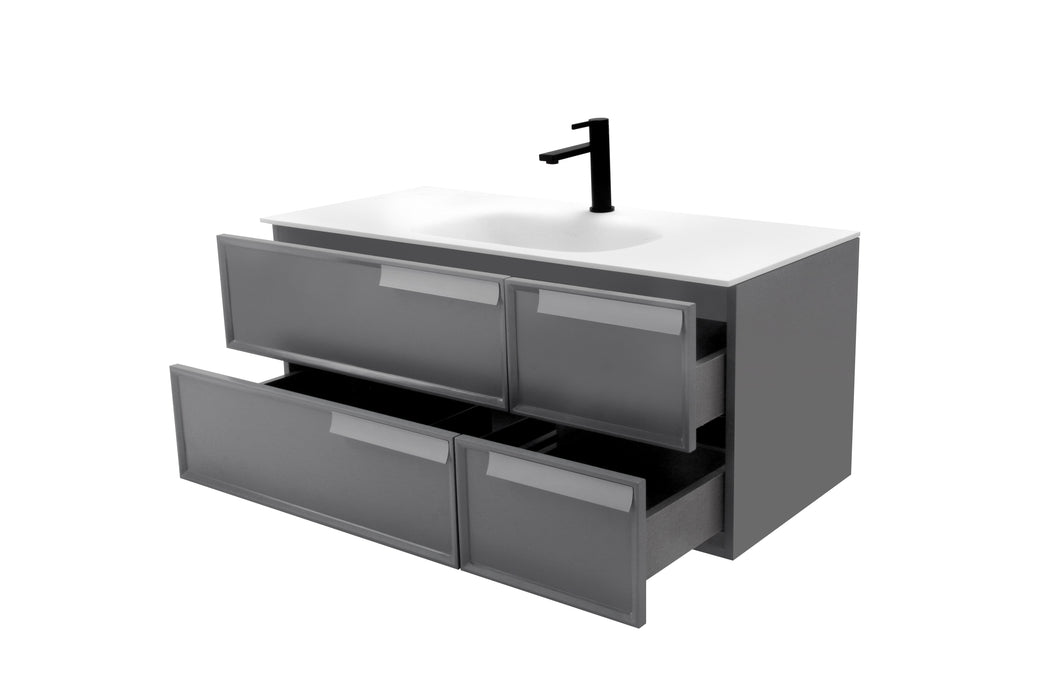 Aquamoon Garda 40 Grey Wall Hung Modern Bathroom Vanity Set