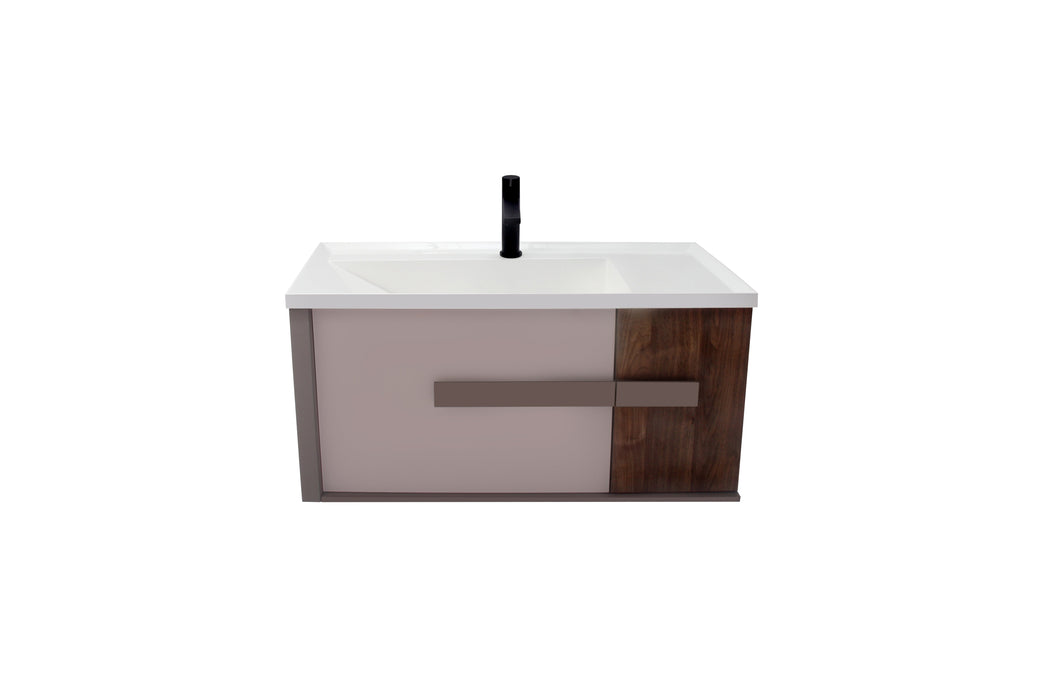 Aquamoon Geneva 36 Brown Wall Hung Modern Bathroom Vanity Set