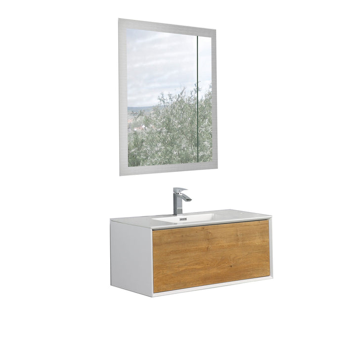 Aquamoon Icon 36 White Wall Hung Modern Bathroom Vanity Set