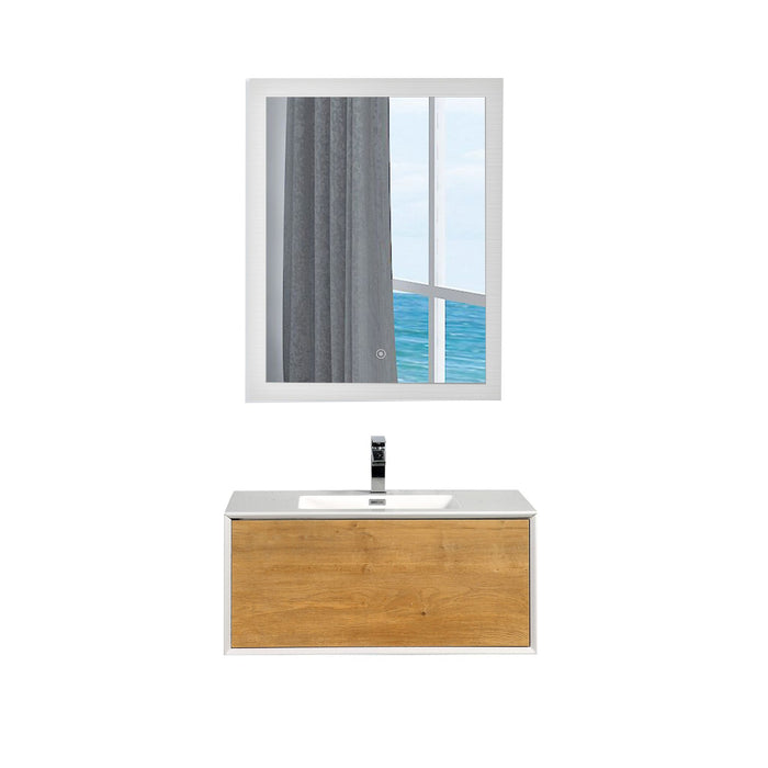 Aquamoon Icon 36 White Wall Hung Modern Bathroom Vanity Set