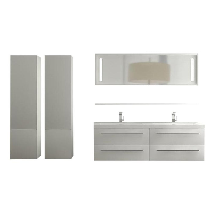 Aquamoon Magnum 63 White Wall Hung Modern Bathroom Double Sink  Vanity Set