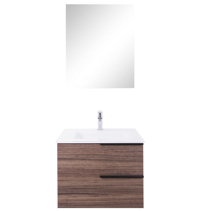 Aquamoon  Mallorca 24 Walnut Wall Mounted Modern Bathroom Vanity Set  With Glass Sink