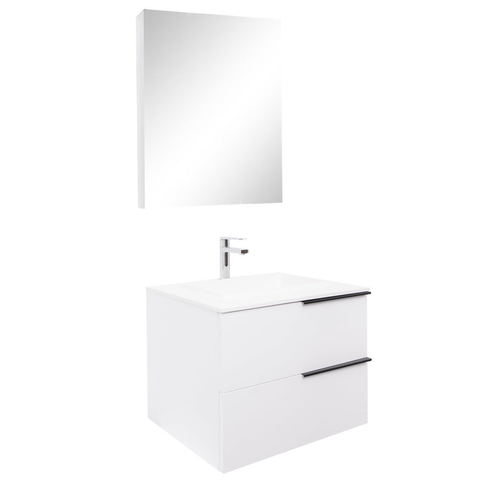 Aquamoon Mallorca 24 White Wall Mounted Modern Bathroom Vanity Set With Solid Surface Sink